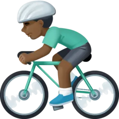 person biking: dark skin tone สำหรับแพลตฟอร์ม Facebook