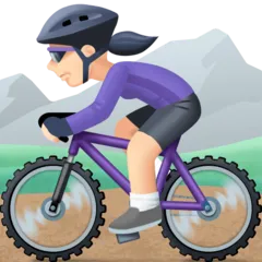 woman mountain biking: light skin tone til Facebook platform