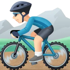 man mountain biking: light skin tone for Facebook platform