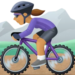woman mountain biking: medium skin tone til Facebook platform