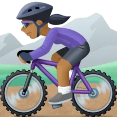 woman mountain biking: medium-dark skin tone لمنصة Facebook