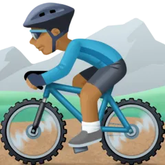 man mountain biking: medium-dark skin tone สำหรับแพลตฟอร์ม Facebook