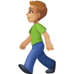 man walking: medium-light skin tone til Facebook platform
