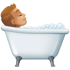 person taking bath: medium-light skin tone untuk platform Facebook
