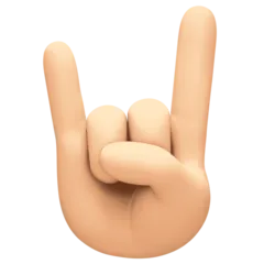 sign of the horns: light skin tone untuk platform Facebook