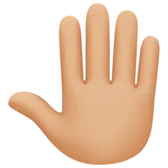 raised back of hand: medium-light skin tone per la piattaforma Facebook