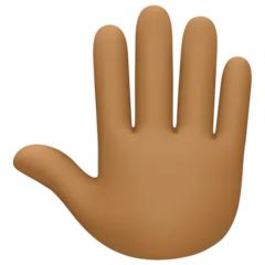 raised back of hand: medium-dark skin tone สำหรับแพลตฟอร์ม Facebook