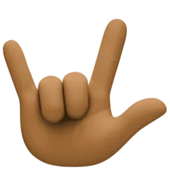 love-you gesture: medium-dark skin tone สำหรับแพลตฟอร์ม Facebook