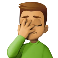 man facepalming: medium skin tone für Facebook Plattform