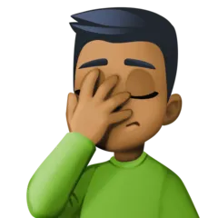 Facebook 플랫폼을 위한 man facepalming: medium-dark skin tone