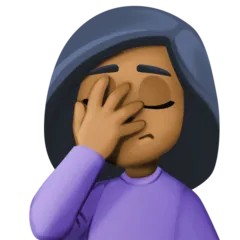 Facebook dla platformy person facepalming: medium-dark skin tone