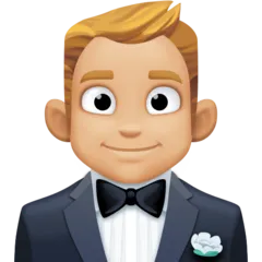 person in tuxedo: medium-light skin tone per la piattaforma Facebook
