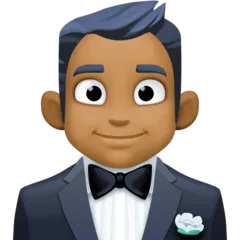 man in tuxedo: medium-dark skin tone สำหรับแพลตฟอร์ม Facebook