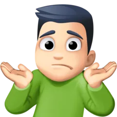 man shrugging: light skin tone untuk platform Facebook