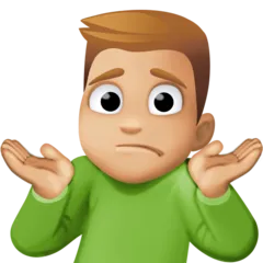 man shrugging: medium-light skin tone til Facebook platform