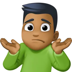man shrugging: medium-dark skin tone til Facebook platform