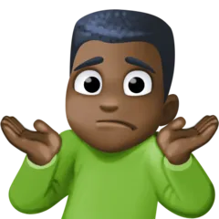 man shrugging: dark skin tone for Facebook platform
