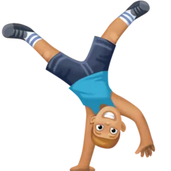 man cartwheeling: medium-light skin tone pentru platforma Facebook