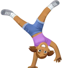 woman cartwheeling: medium skin tone untuk platform Facebook