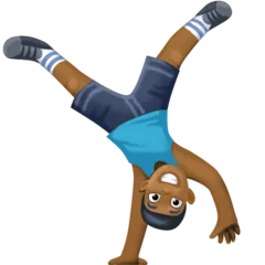 man cartwheeling: medium-dark skin tone for Facebook platform