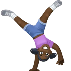 person cartwheeling: dark skin tone สำหรับแพลตฟอร์ม Facebook