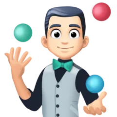 man juggling: light skin tone til Facebook platform