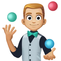 person juggling: medium-light skin tone per la piattaforma Facebook