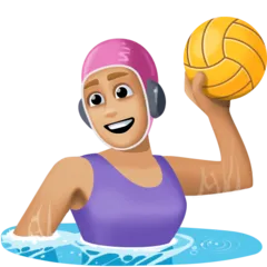 woman playing water polo: medium-light skin tone voor Facebook platform