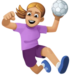 woman playing handball: medium-light skin tone pentru platforma Facebook