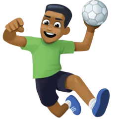 person playing handball: medium-dark skin tone สำหรับแพลตฟอร์ม Facebook