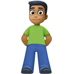 man standing: medium-dark skin tone per la piattaforma Facebook