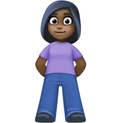 woman standing: dark skin tone สำหรับแพลตฟอร์ม Facebook