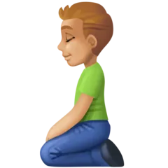 man kneeling: medium-light skin tone for Facebook platform
