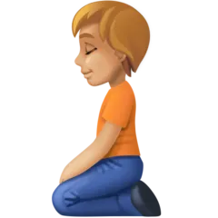 Facebook 플랫폼을 위한 person kneeling: medium-light skin tone