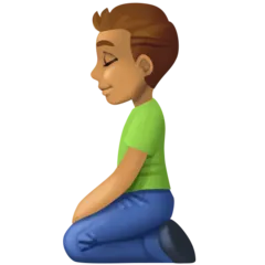 man kneeling: medium skin tone สำหรับแพลตฟอร์ม Facebook