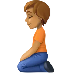 person kneeling: medium skin tone pentru platforma Facebook