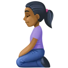 woman kneeling: medium-dark skin tone til Facebook platform
