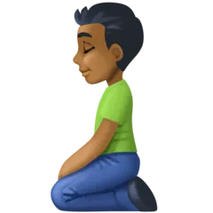 Facebook platformu için man kneeling: medium-dark skin tone
