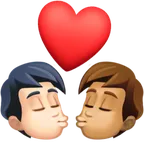 kiss: person, person, light skin tone, medium skin tone til Facebook platform