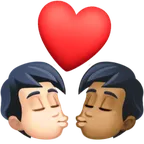 kiss: person, person, light skin tone, medium-dark skin tone สำหรับแพลตฟอร์ม Facebook