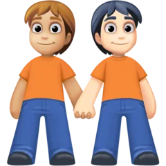 people holding hands: medium-light skin tone, light skin tone для платформи Facebook