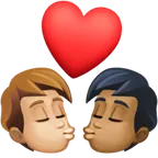 kiss: person, person, medium-light skin tone, medium-dark skin tone สำหรับแพลตฟอร์ม Facebook
