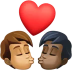 kiss: person, person, medium skin tone, dark skin tone لمنصة Facebook