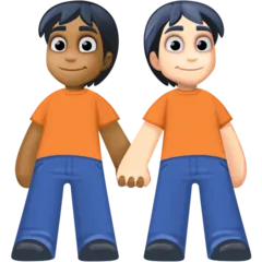 people holding hands: medium-dark skin tone, light skin tone para la plataforma Facebook