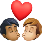 kiss: person, person, medium-dark skin tone, medium-light skin tone สำหรับแพลตฟอร์ม Facebook