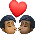 Facebook platformu için kiss: person, person, medium-dark skin tone, dark skin tone