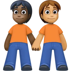 people holding hands: dark skin tone, medium skin tone per la piattaforma Facebook
