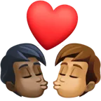 kiss: person, person, dark skin tone, medium skin tone لمنصة Facebook