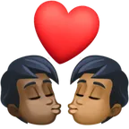 Facebook platformu için kiss: person, person, dark skin tone, medium-dark skin tone