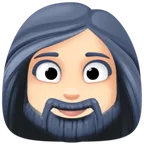 woman: light skin tone, beard for Facebook platform